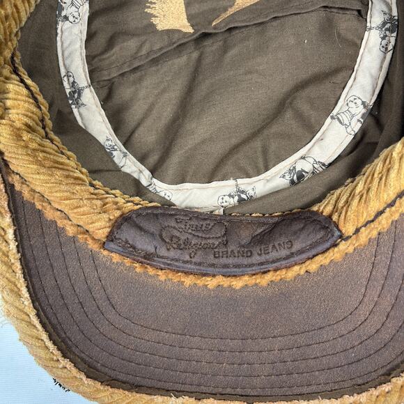 TRUE RELIGION Hat Distressed Corduroy Logo Embroidered TRBJ Trucker Baseball Cap - Picture 15 of 15